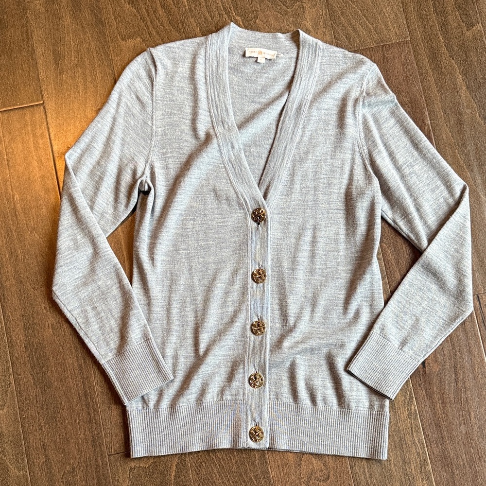 Tory Burch Light Gray Cardigan Sweater